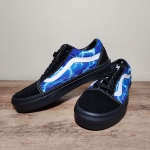 Vans Old Skool Black Blue Suede Canvas Skate Shoes Sneakers Womens Size 6
